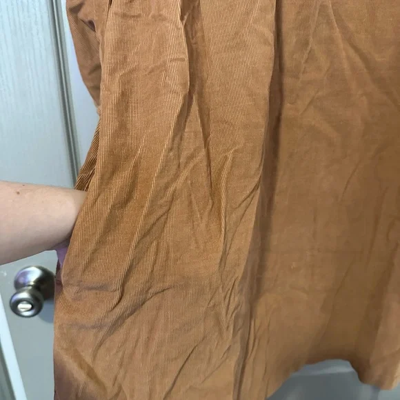 Elegant Tan Puff Sleeve Dress Gap XL Corduroy Holiday Brown Mini Fall Minimalist - Picture 4 of 6